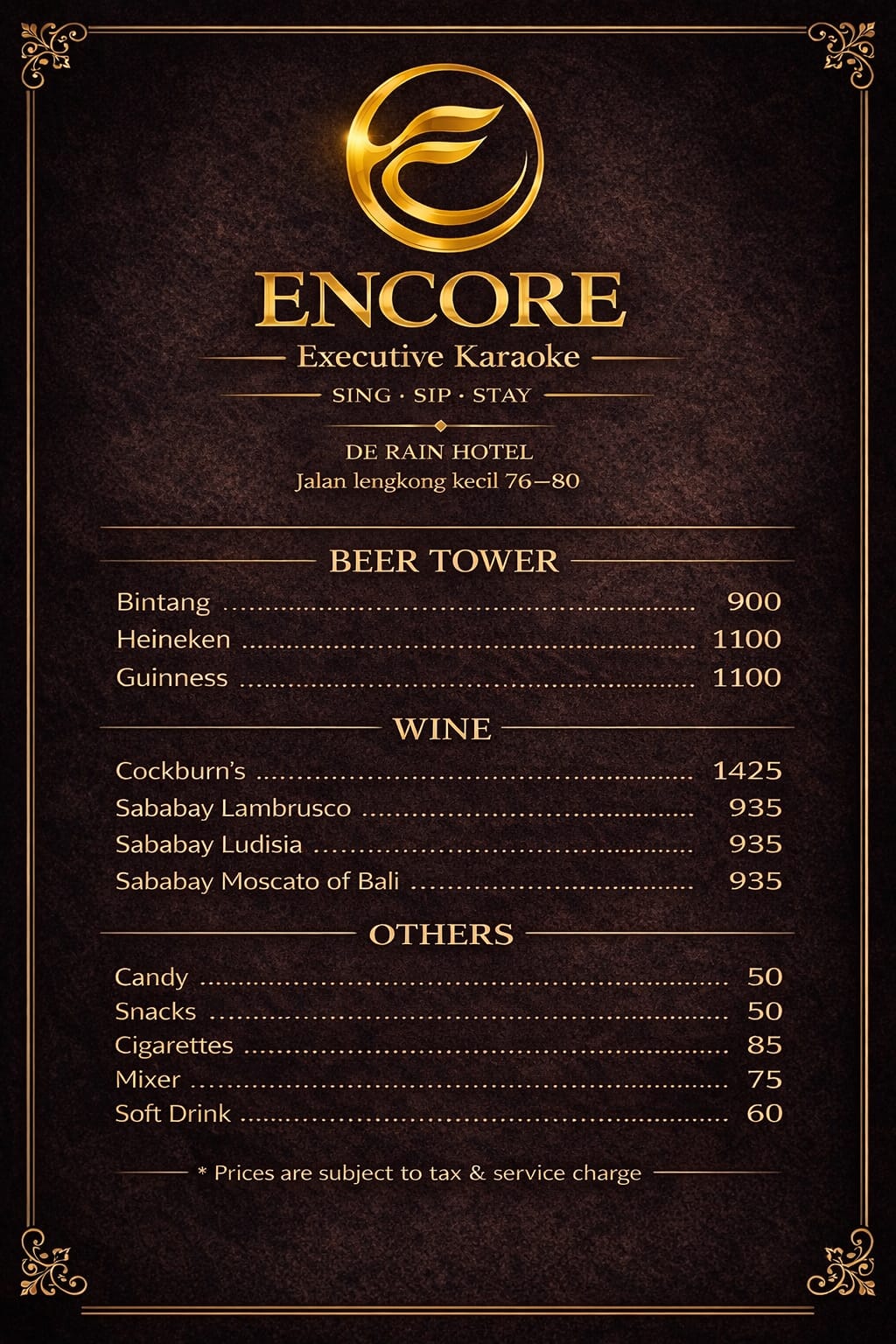 Menu - Encore Executive Karaoke (1) Menu - Encore Executive Karaoke (1)