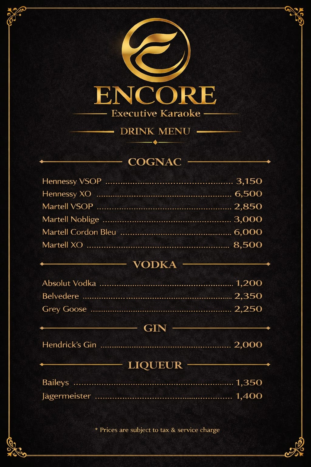 Menu - Encore Executive Karaoke (2) Menu - Encore Executive Karaoke (2)