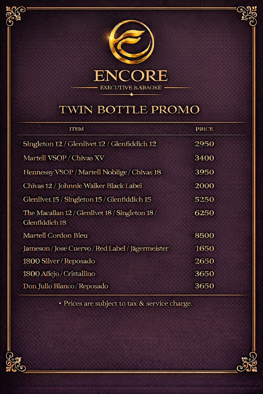 Twin Bottle Promo - Encore Executive Karaoke Twin Bottle Promo - Encore Executive Karaoke